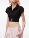 Cheerleader crop polo with logo