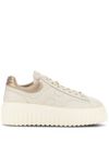 Sneakers H-Stripes in pelle di vitello con tallone oro