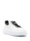 Hogan H-Stripes calf leather sneakers with black heel