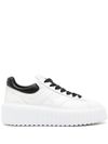 Hogan H-Stripes calf leather sneakers with black heel