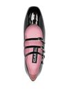 Ariana ballet flats in patent calf leather with straps.