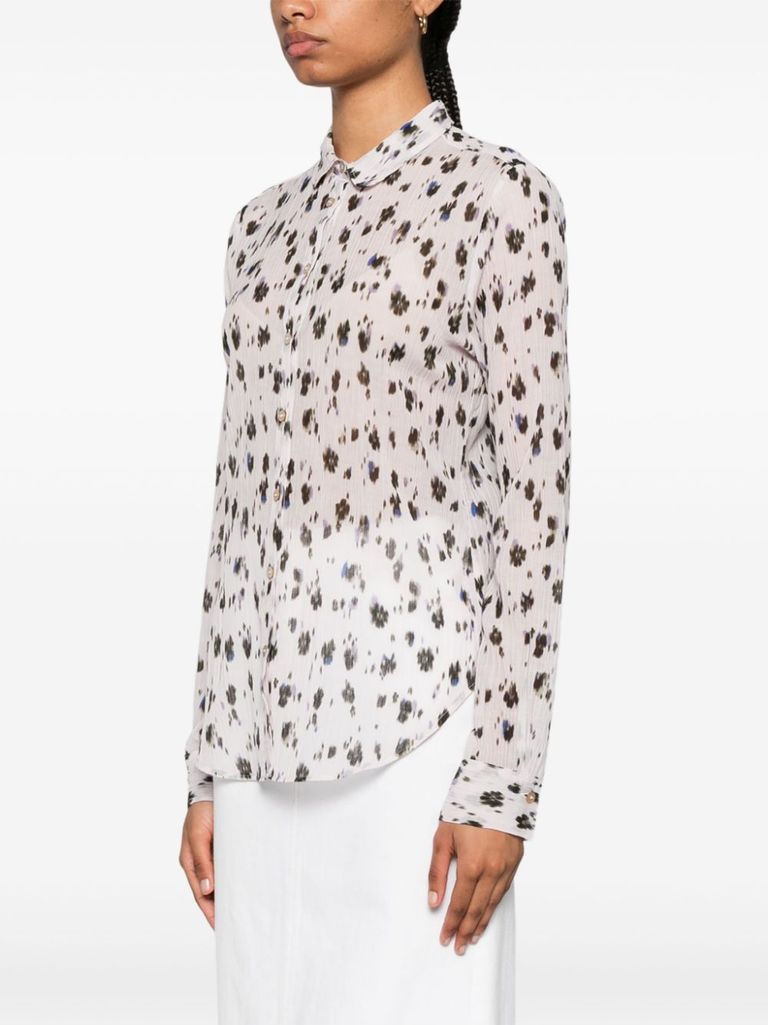 Shop Forte Forte Pleated Cotton And Silk Shirt With Abstract Print In Rosa