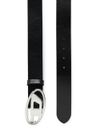 Calf leather belt with logo buckle