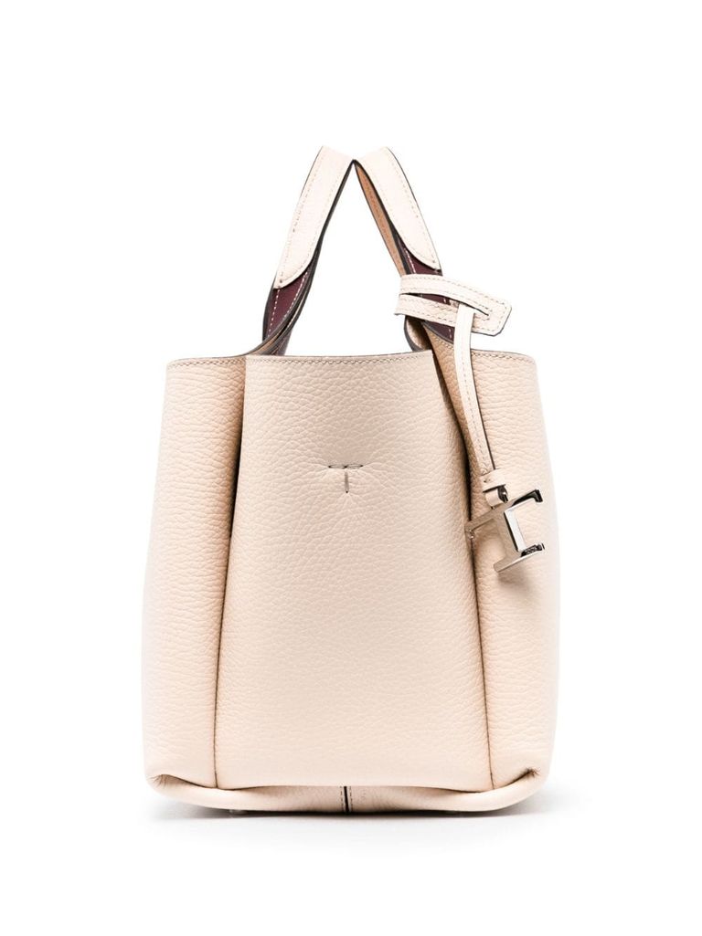 Shop Tod's Calf Leather Tote Bag With Logo Plaque In Rosa