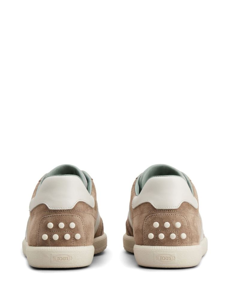 Shop Tod's Suede Calf Leather Tabs Sneakers In Beige