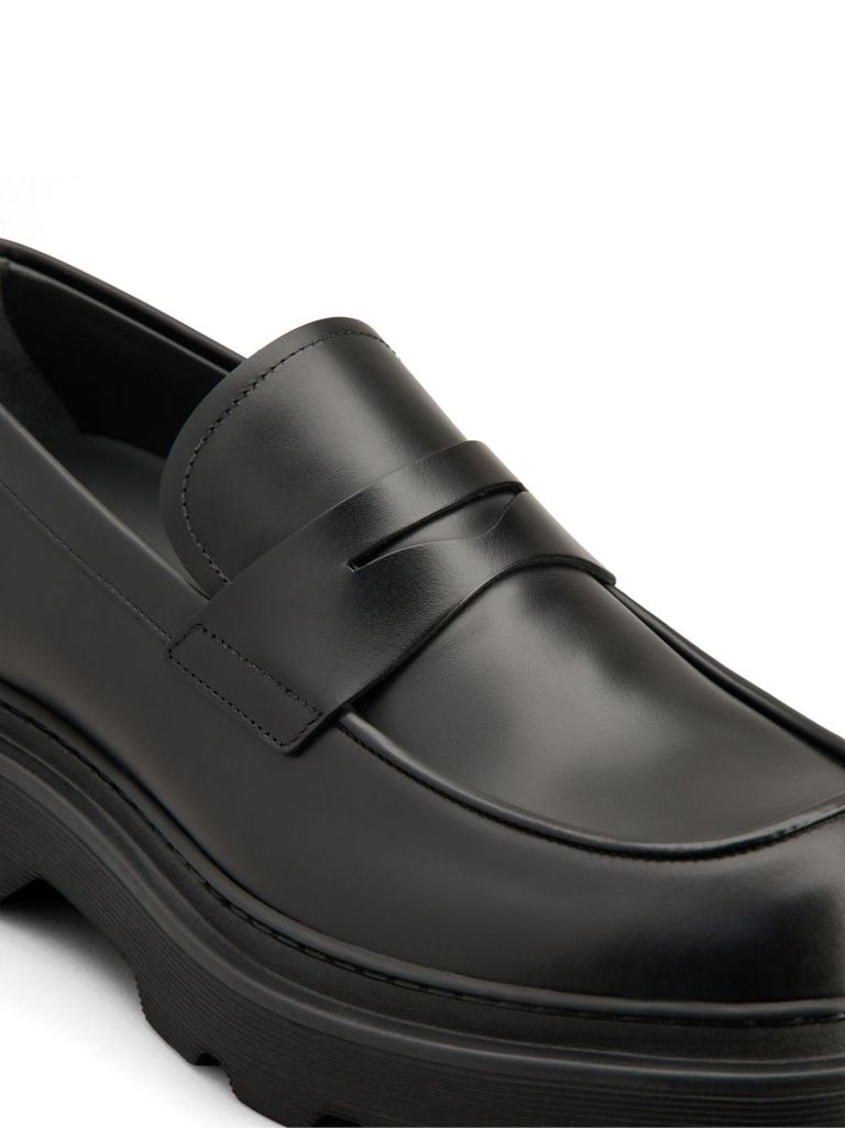 Shop Tod's Calf Leather Loafers With Glossy Effect In Nero