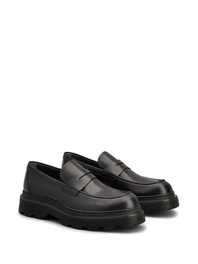 Shop Tod's Calf Leather Loafers With Glossy Effect In Nero