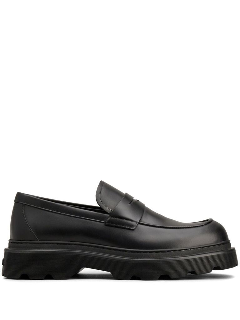 Shop Tod's Calf Leather Loafers With Glossy Effect In Nero