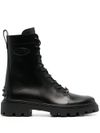 tod's - Calf leather boots with logo plaque