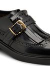 Shiny calf leather loafers with fringe