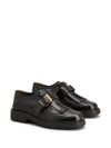 Shiny calf leather loafers with fringe