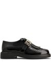 Shiny calf leather loafers with fringe