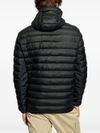 Short padded down jacket with logo patch