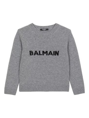 BALMAIN - Maglione in lana e cashmere con logo