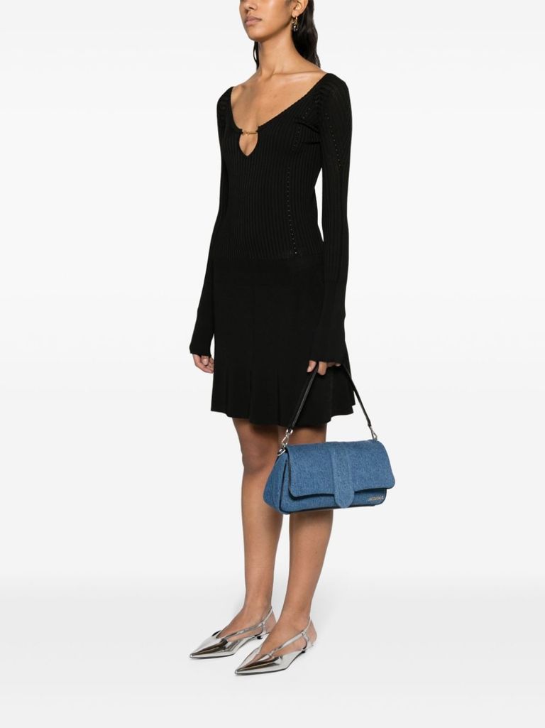 Shop Jacquemus Flared Short Dress La Mini Robe Pralu In Viscose In Nero