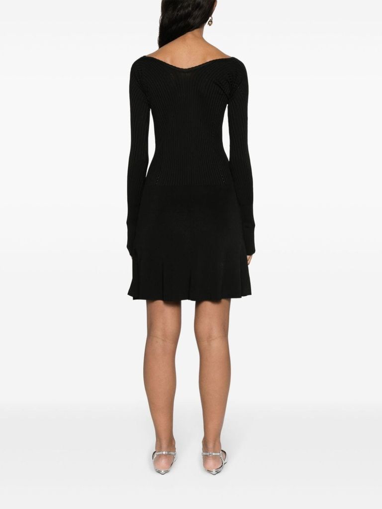 Shop Jacquemus Flared Short Dress La Mini Robe Pralu In Viscose In Nero