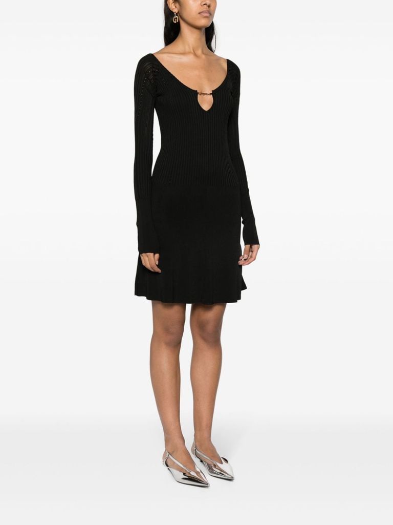 Shop Jacquemus Flared Short Dress La Mini Robe Pralu In Viscose In Nero