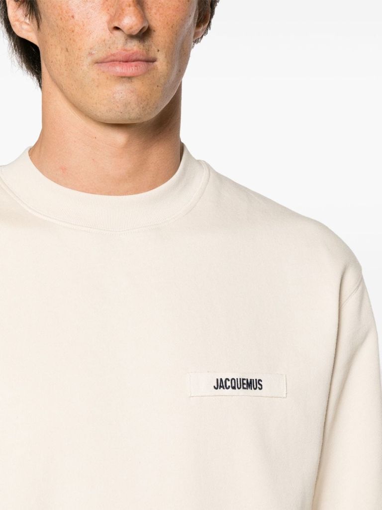 Shop Jacquemus Cotton Le Sweatshirt Gros Grain Sweatshirt With Logo In Beige