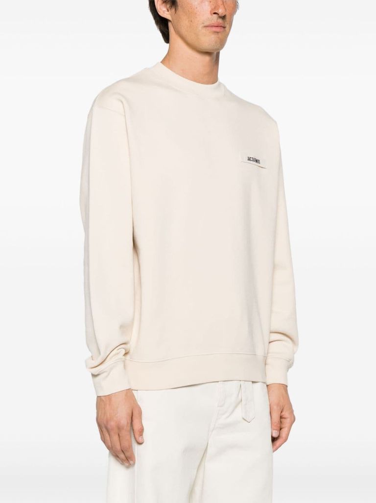 Shop Jacquemus Cotton Le Sweatshirt Gros Grain Sweatshirt With Logo In Beige