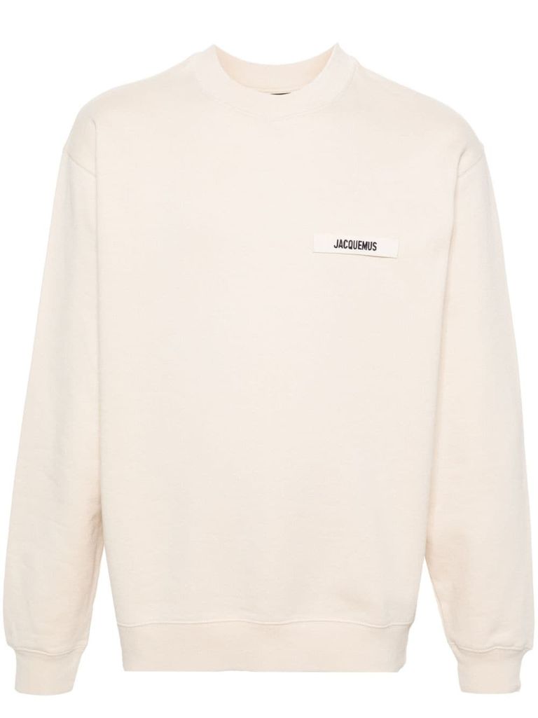 Shop Jacquemus Cotton Le Sweatshirt Gros Grain Sweatshirt With Logo In Beige