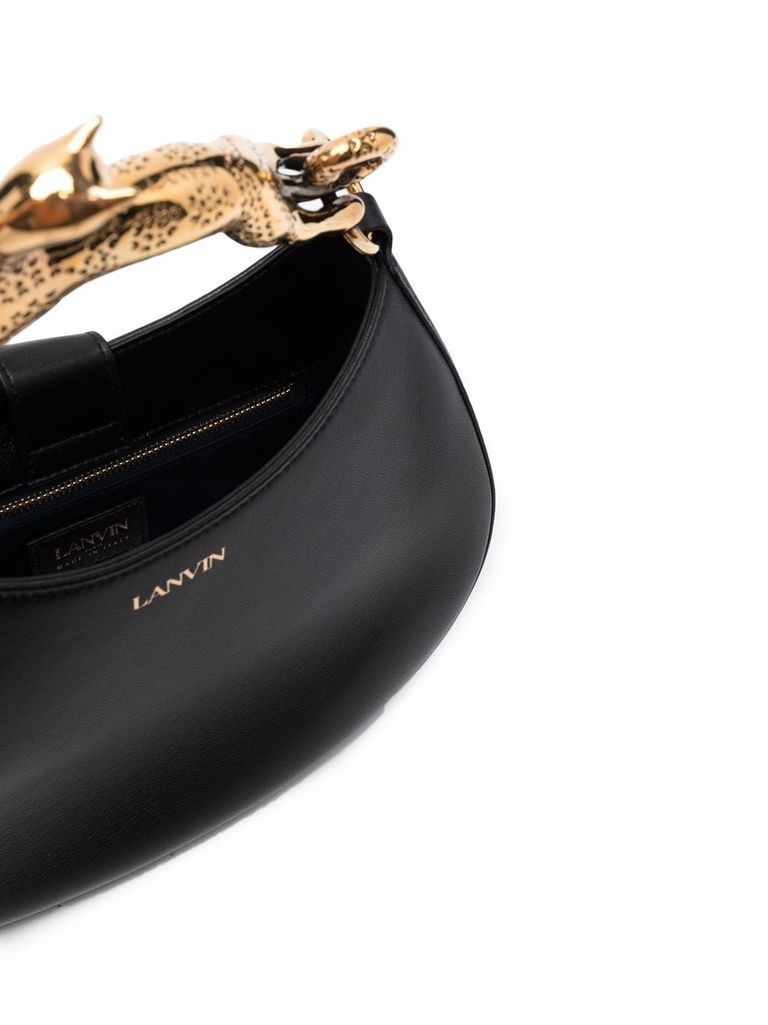 Shop Lanvin Cat Hobo Bag In Calf Leather With Shoulder Strap In Nero