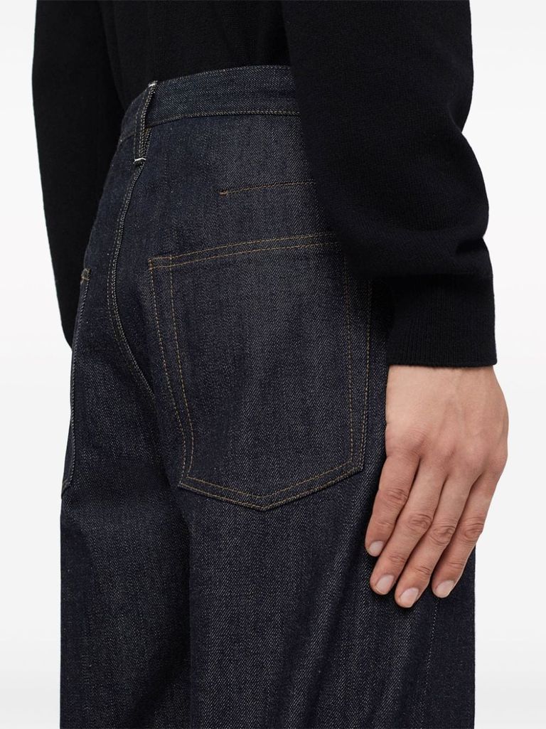 Shop Jil Sander Straight Fit Dark Wash Cotton Jeans In Blu