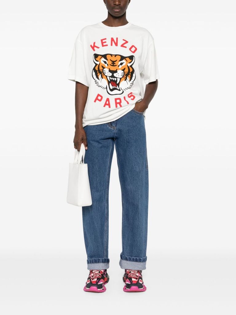 Shop Kenzo Organic Cotton Lucky Tiger T-shirt In Bianco