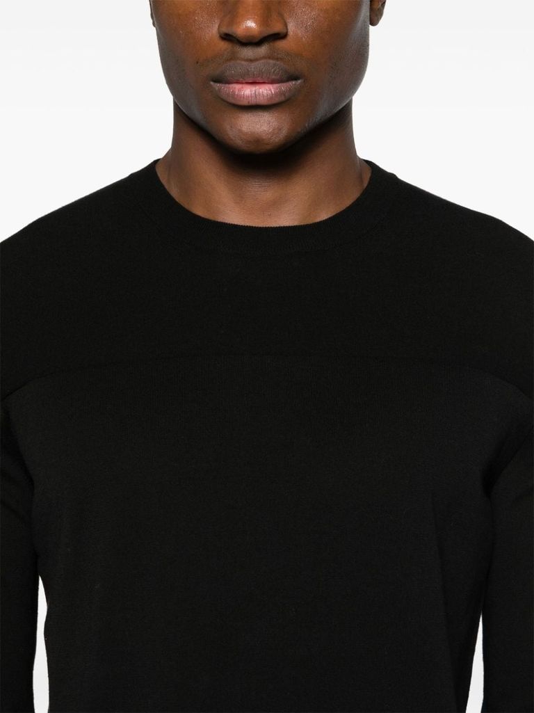 Shop Jil Sander Fine Cotton Crew Neck Sweater In Nero