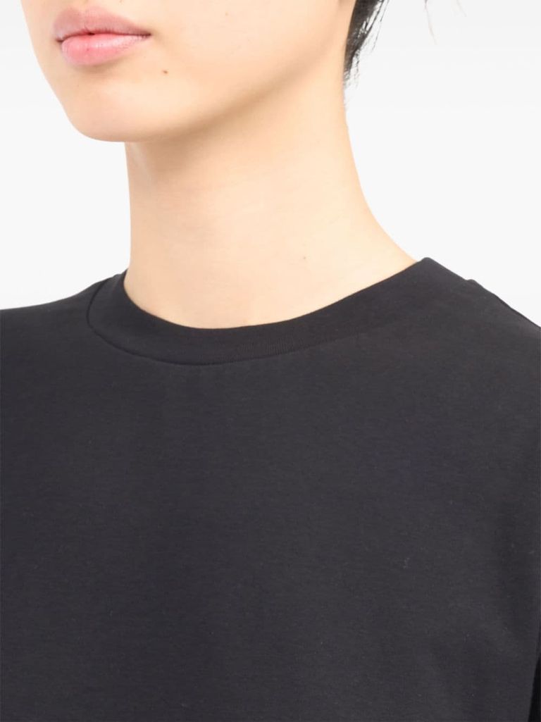 Shop Mm6 Maison Margiela Cotton T-shirt With Pleated Detail In Nero