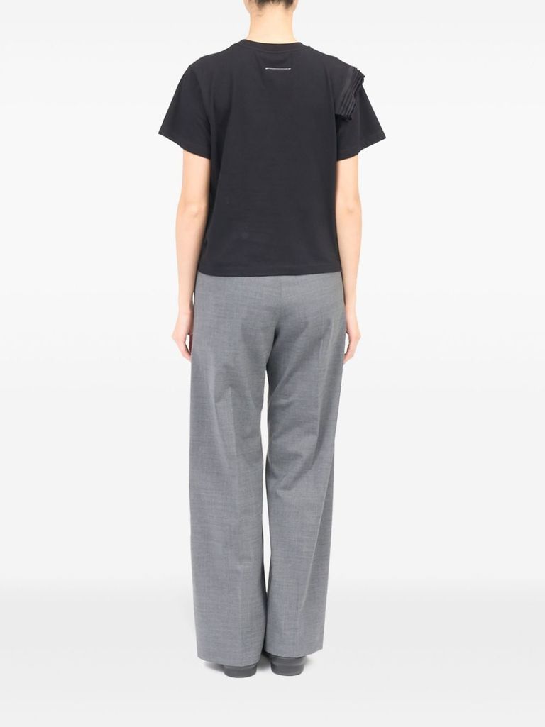 Shop Mm6 Maison Margiela Cotton T-shirt With Pleated Detail In Nero