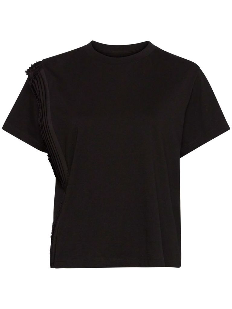 Shop Mm6 Maison Margiela Cotton T-shirt With Pleated Detail In Nero