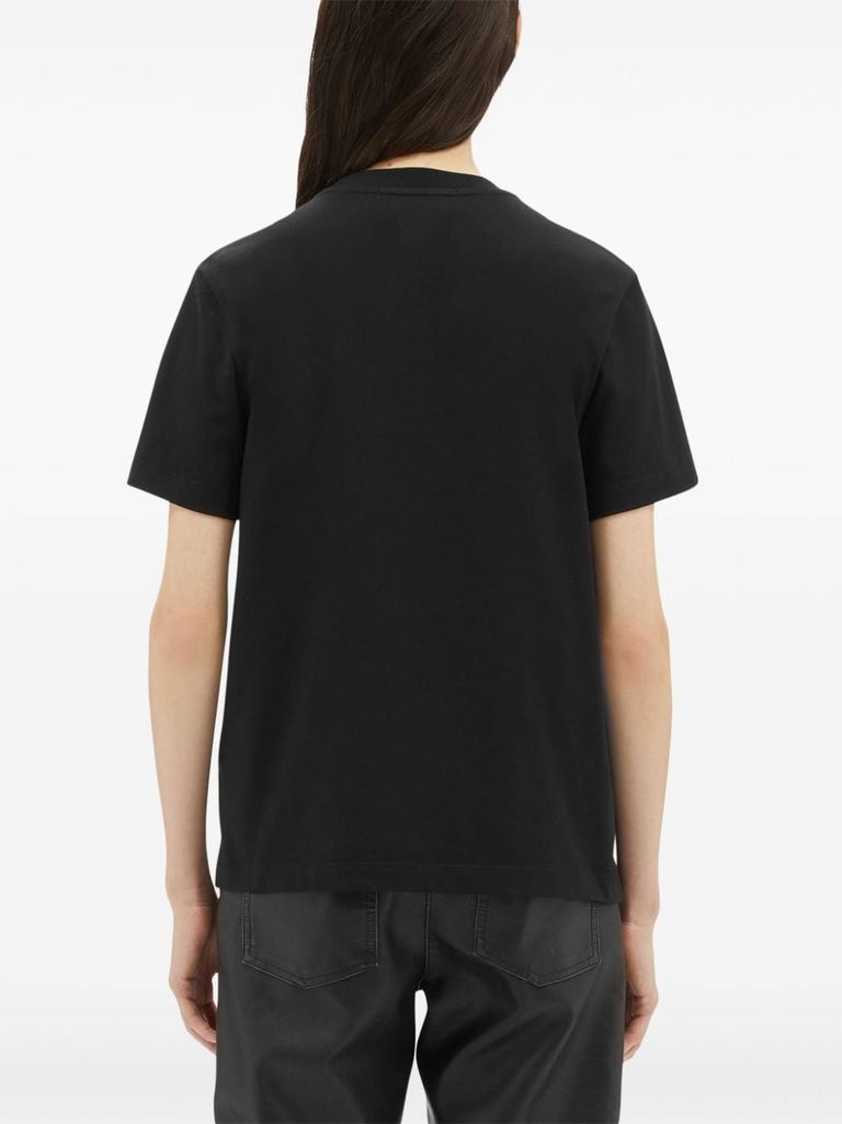 Shop Msgm Cotton T-shirt With Cursive Logo Print In Nero