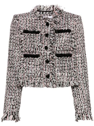 Tweed jacket with frayed hem