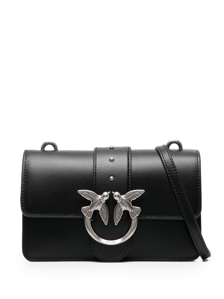 Shop Pinko Mini 'love Bag One' Handbag In Calf Leather In Nero