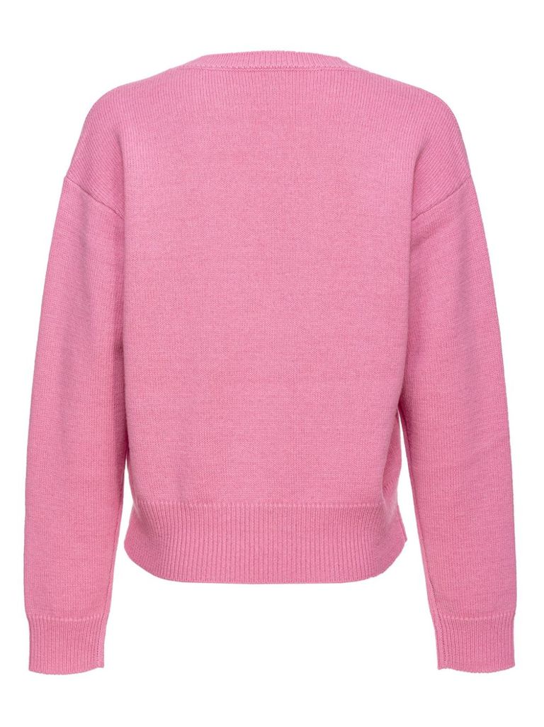 Shop Pinko Maglione Burgos In Lana Con Logo In Rosa