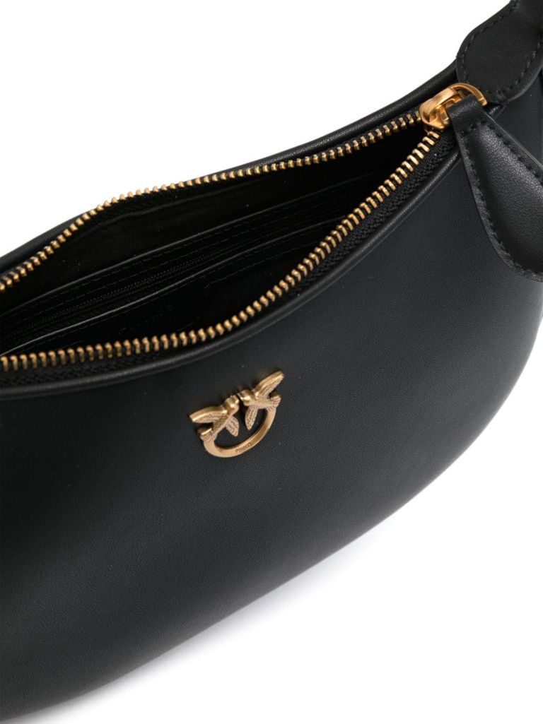 Shop Pinko Mini Handbag 'love Bag Half Moon' In Leather In Nero