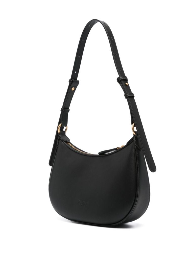 Shop Pinko Mini Handbag 'love Bag Half Moon' In Leather In Nero