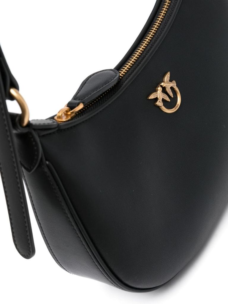 Shop Pinko Mini Handbag 'love Bag Half Moon' In Leather In Nero