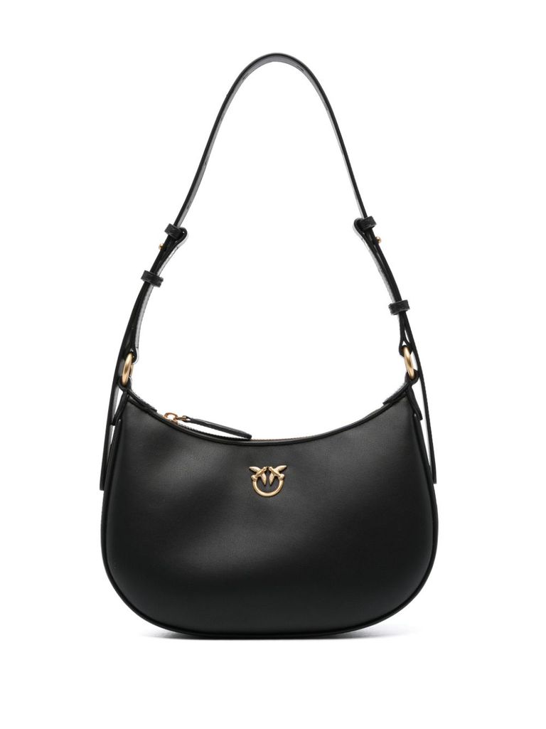 Shop Pinko Mini Handbag 'love Bag Half Moon' In Leather In Nero