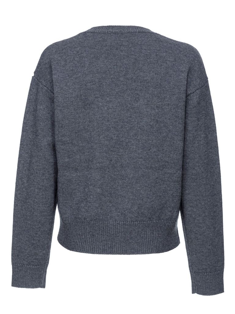 Shop Pinko Burgos Wool Sweater With Logo In Grigio