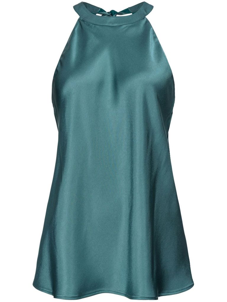 Shop Pinko Shiny Satin Fabric Talange Top With Bow In Verde