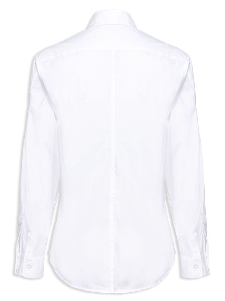 Shop Pinko Classic Corea Cotton Shirt With Pocket In Bianco