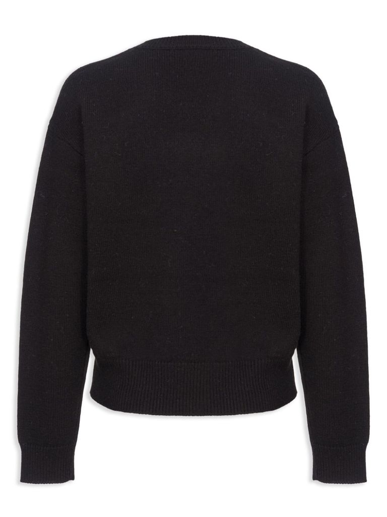 Shop Pinko Burgos Wool Sweater With Logo In Nero