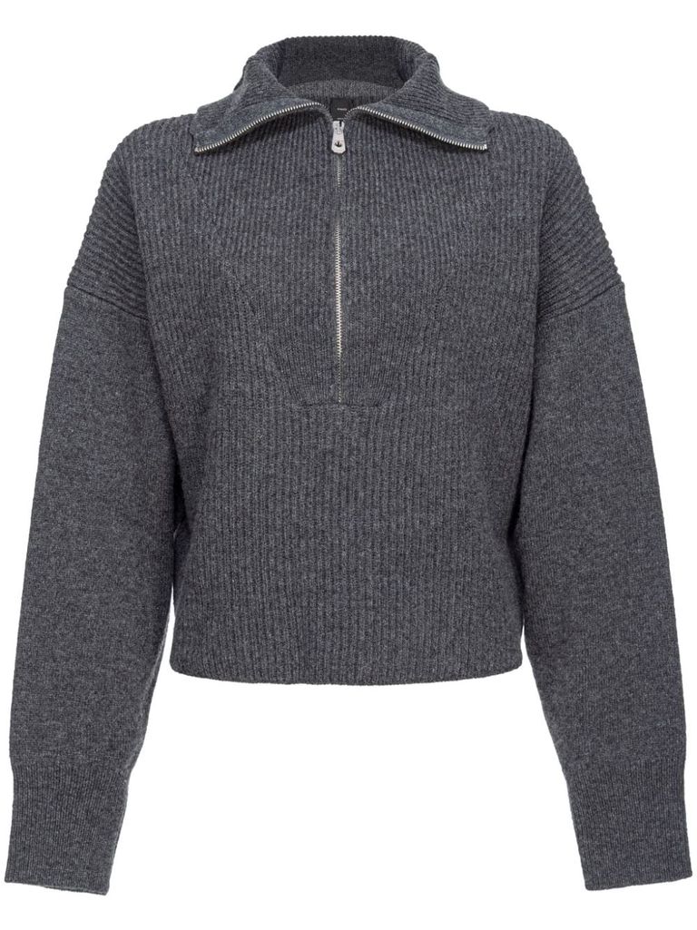 Shop Pinko High-neck Caveau Sweater In Wool And Cashmere In Grigio