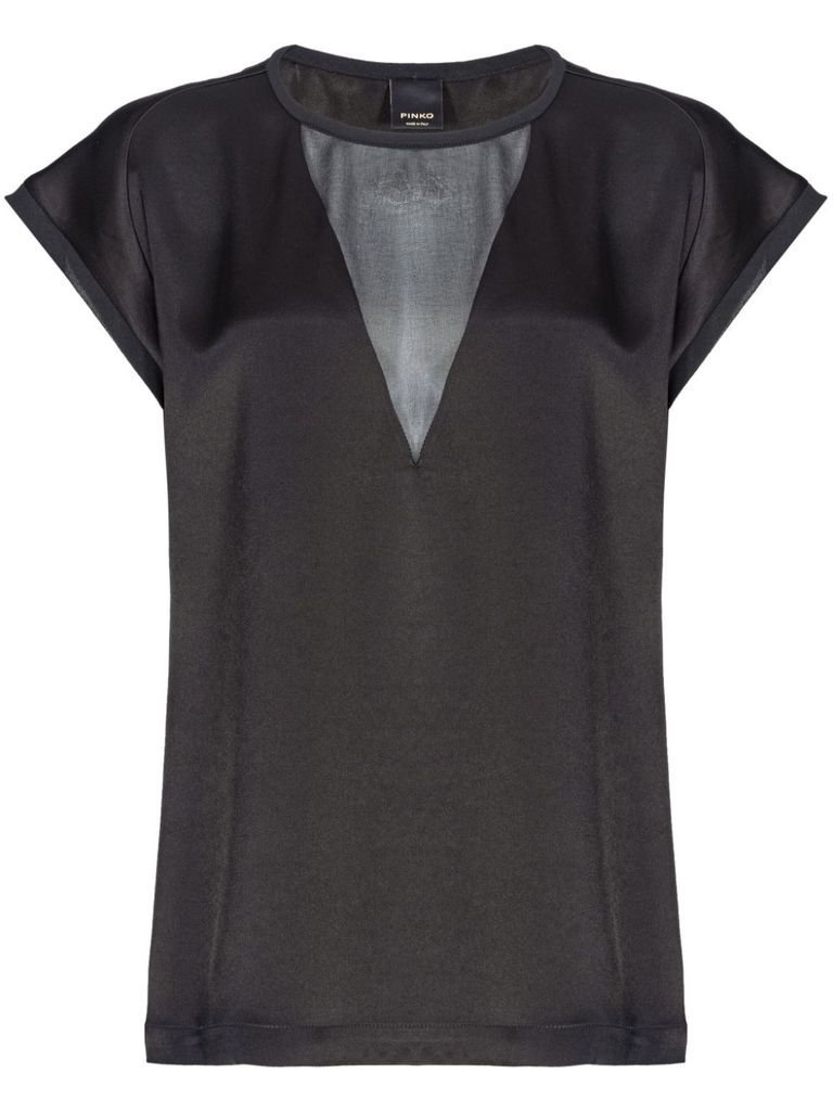 Shop Pinko Orange Semi-sheer Satin Blouse In Nero