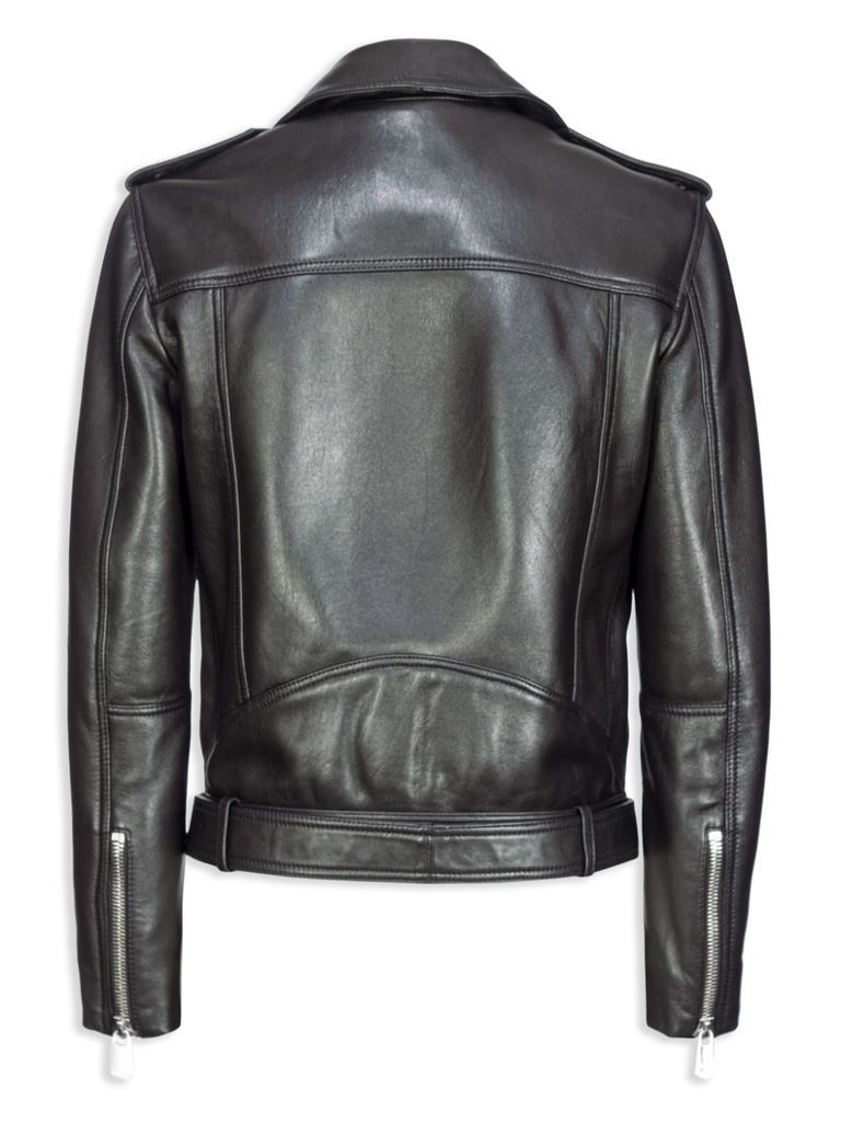 Shop Pinko Costarica Leather Jacket With Belt In Nero