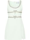 Short dress with rhinestones and round neckline