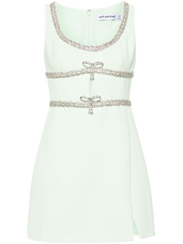 Short dress with rhinestones and round neckline