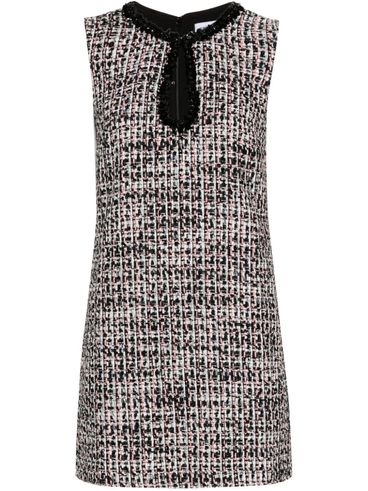 Bouclé dress with sequins and cut-outs