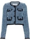 Giacca denim crop in misto cotone con tasche